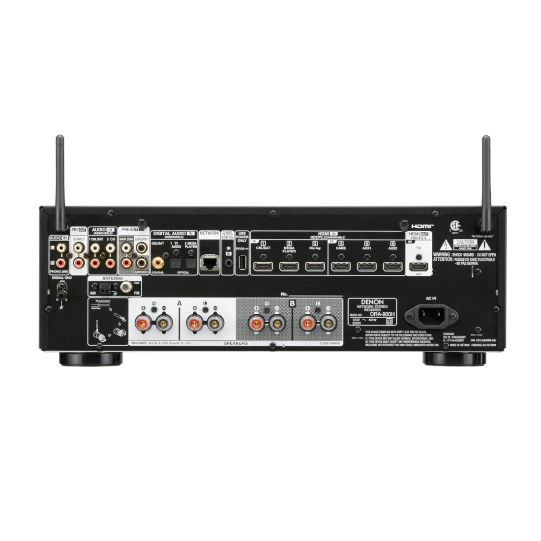 Denon DRA-900H 2 Channel Network AV Receiver - Rear view