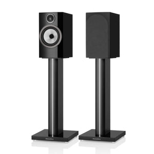 B&W 706 S3 Bookshelf Speaker (Gloss Black) with stand