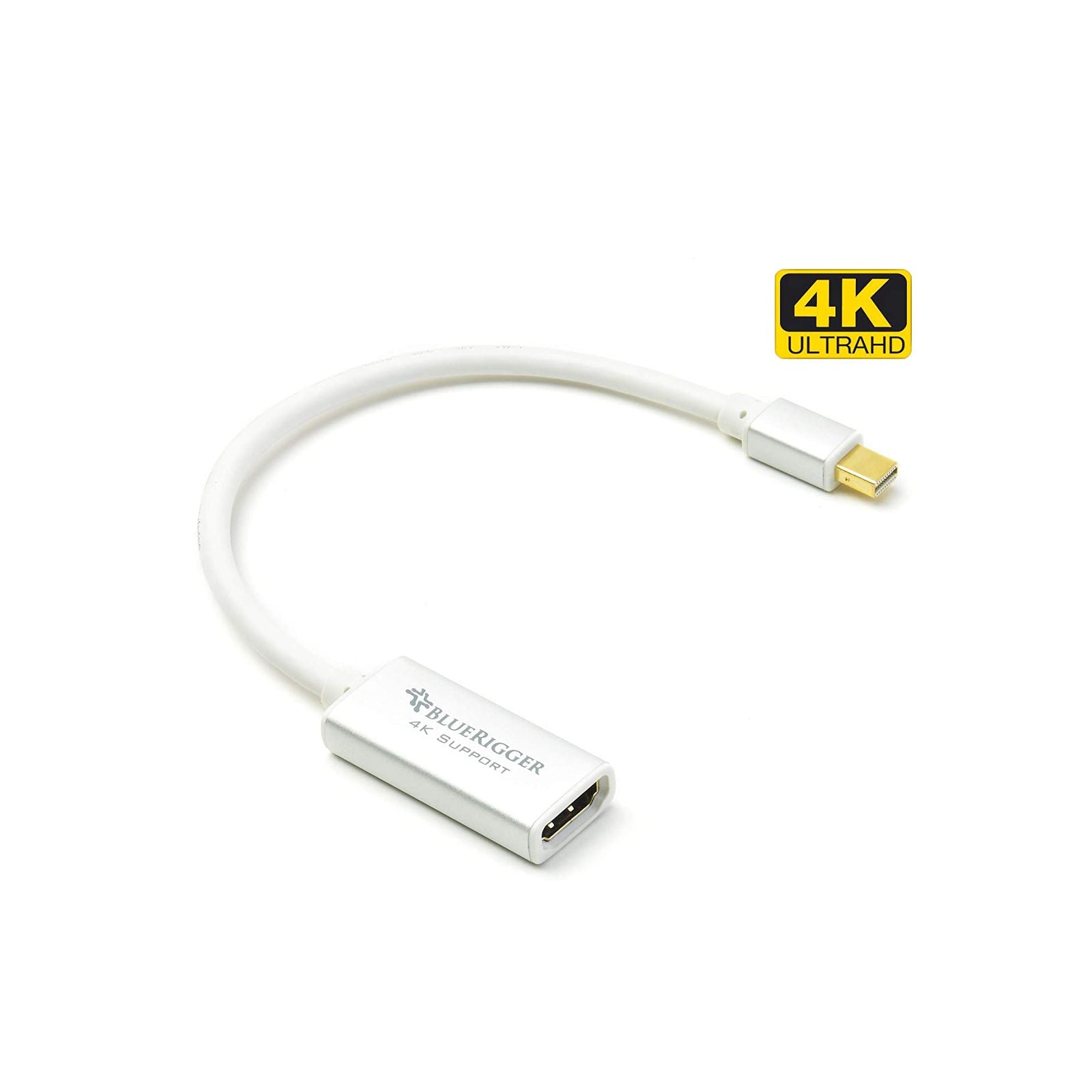 BlueRigger Mini DisplayPort (DP) to HDMI Female 4K Adapter, 0.65 ft (0.19 M) - Ooberpad