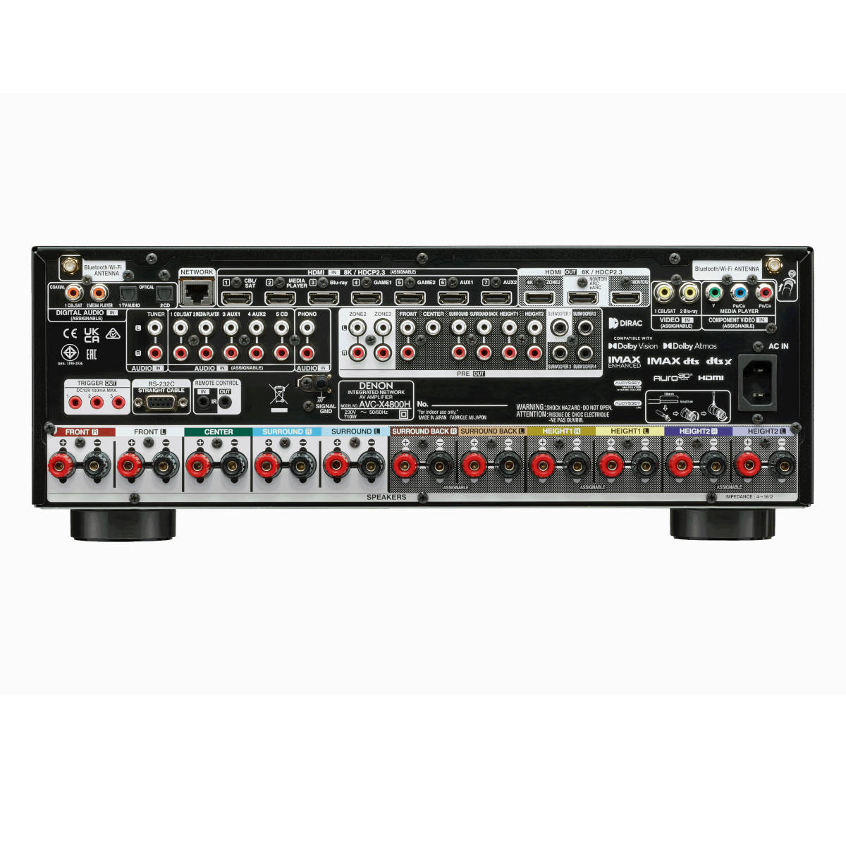 Denon AVC-X4800H 9.2ch 8K AV Receiver - rear view