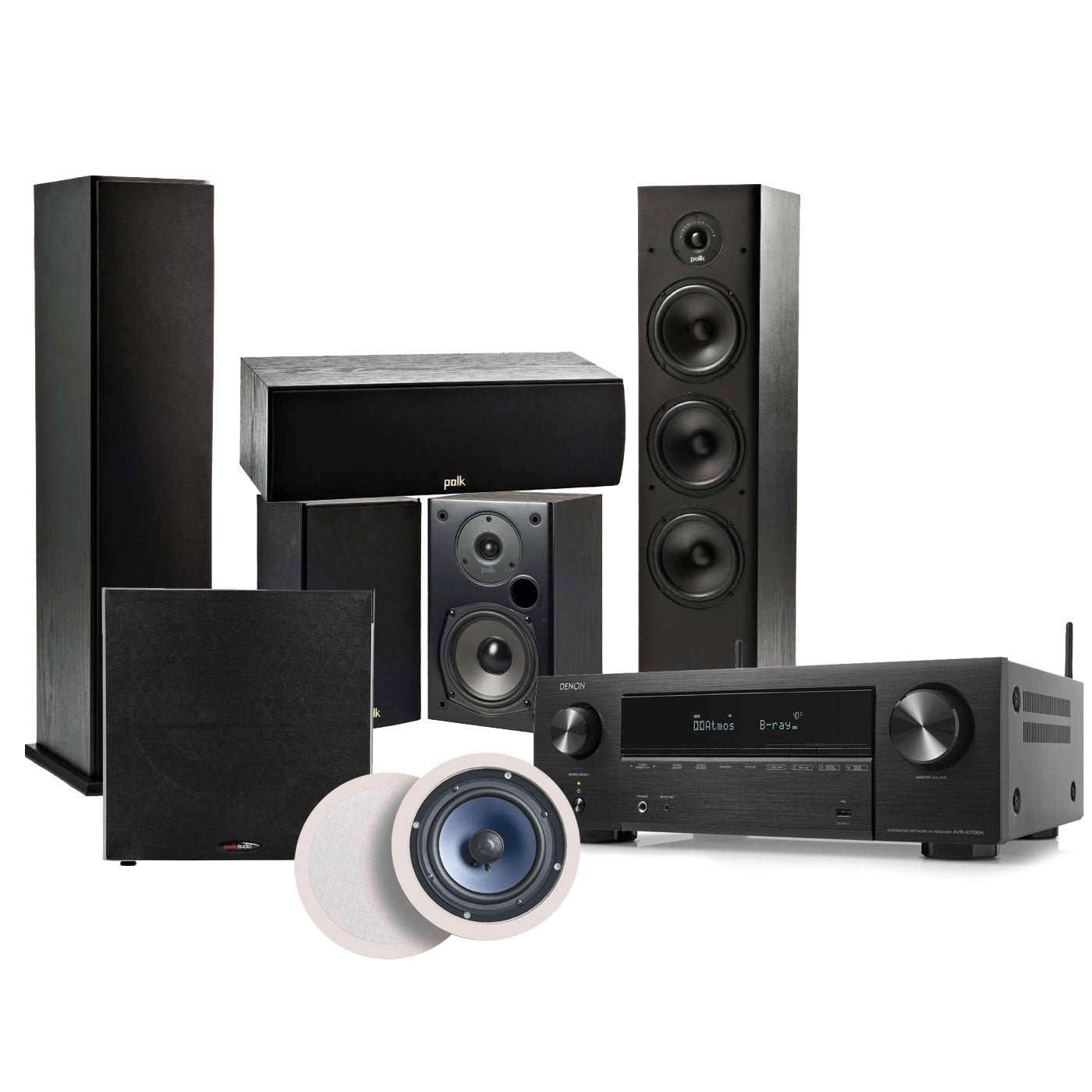 Polk Audio Fusion T- Series Home Theatre Speaker Package with Polk Audio RC60i In-Ceiling Speaker Denon AVR-X1800H 8K AV Receiver at best