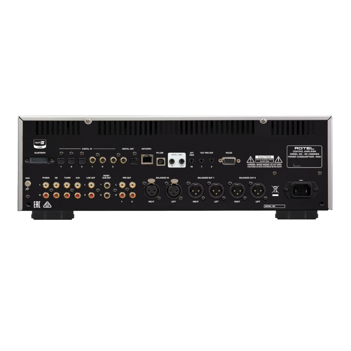 Rotel RC-1590 MKII Stereo Preamplifier - Rear View