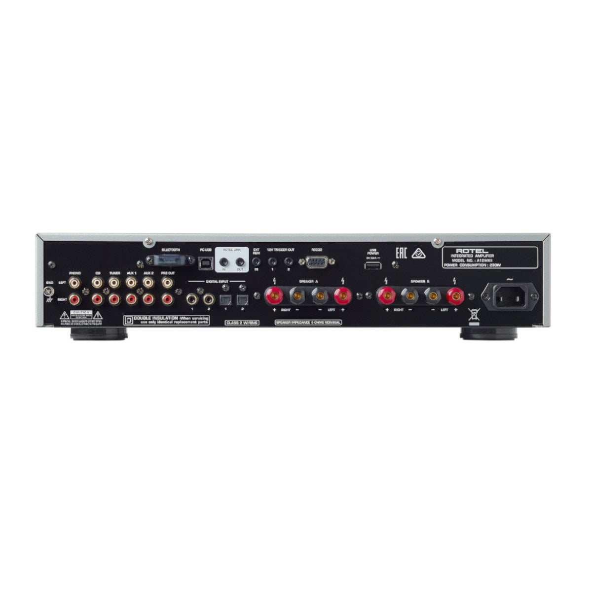 Rotel A12 MKII Integrated Stereo Amplifier - rear view
