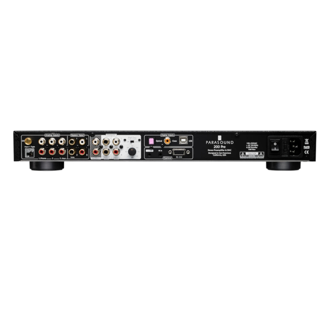 ParaSound NewClassic 200 Pre - Stereo Preamplifier & DAC - Rear view