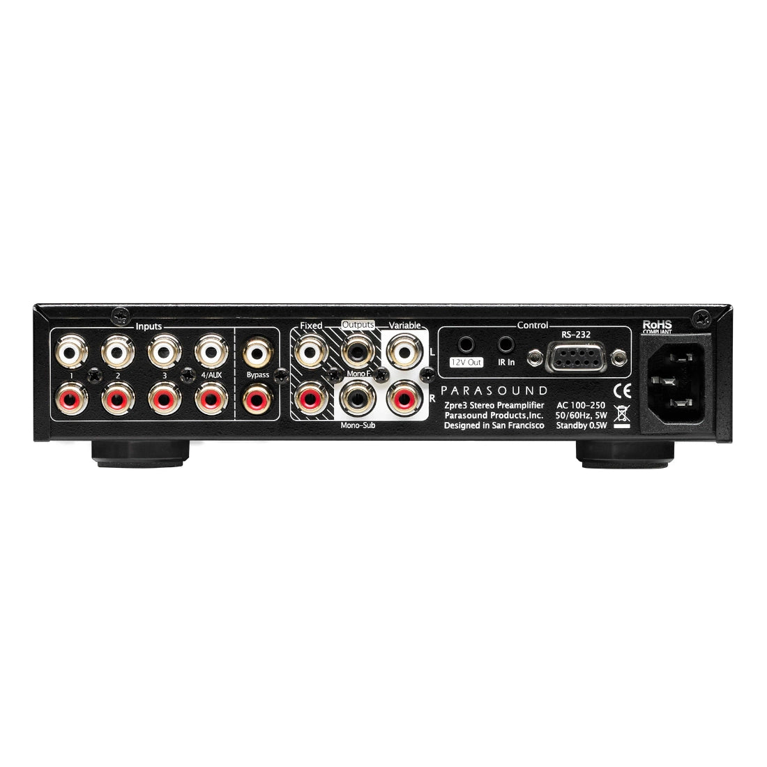 ParaSound Zpre3 Stereo Preamplifier - Rear view