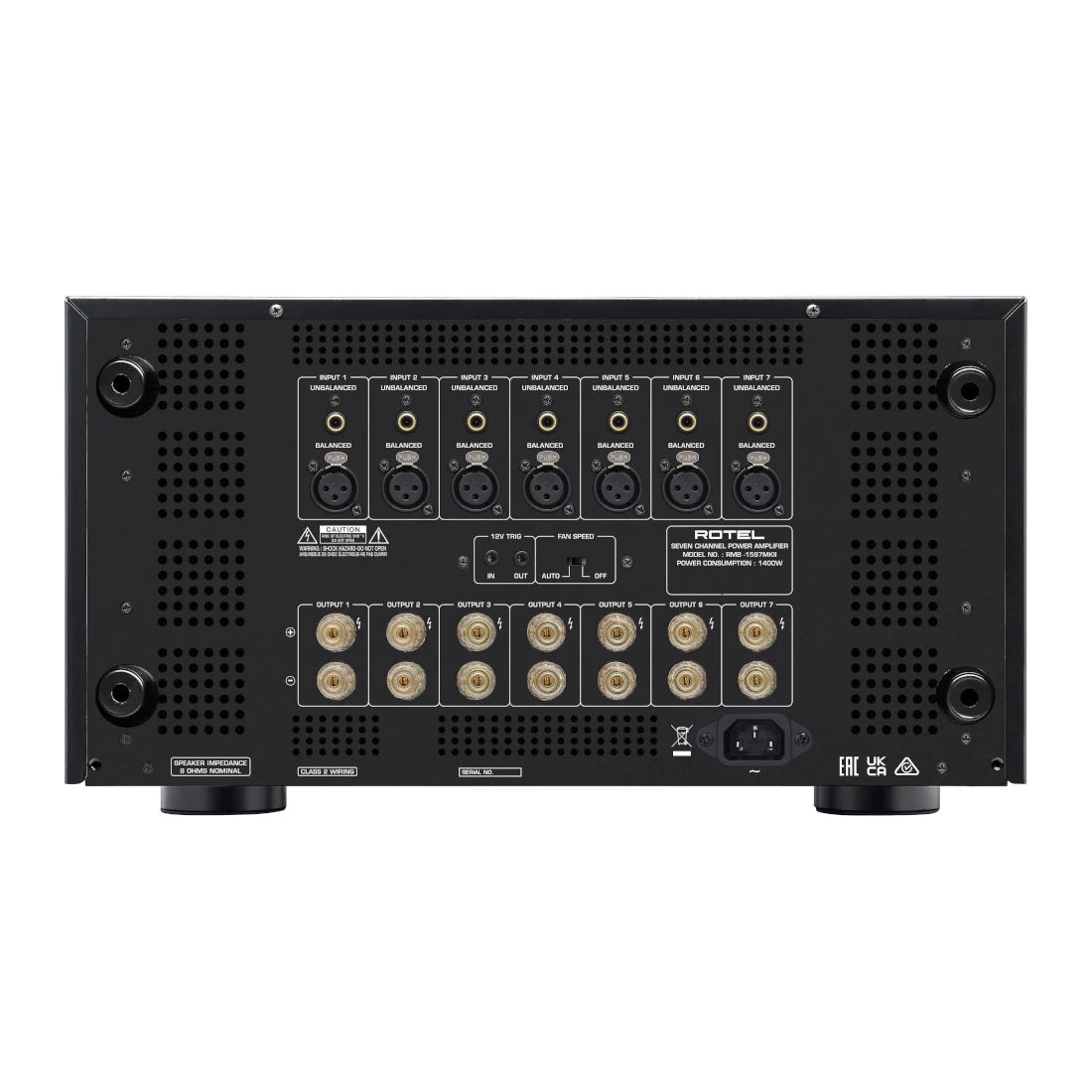 Rotel RMB-1587 MKII 7 channel Power Amplifier - Rear View