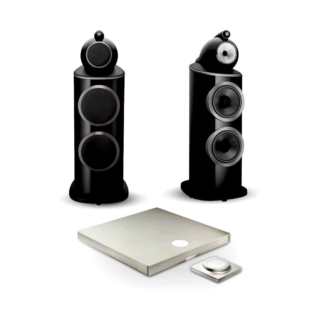 Bowers & Wilkins 801 D4 (Black) Floorstanding Speaker with Devialet Astra Light Bronze combo