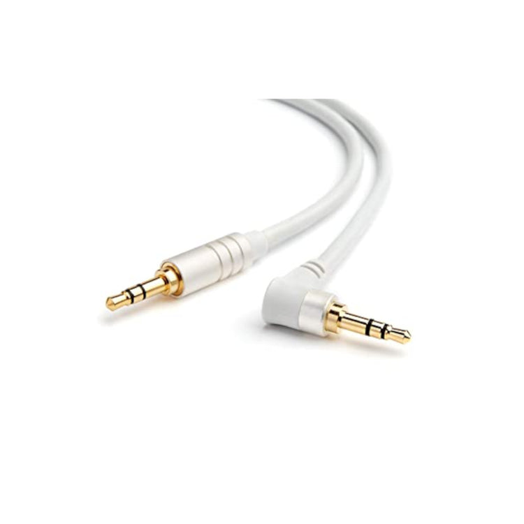 BlueRigger Angled 3.5mm Male to Male Stereo Audio Cable - White (6ft /1.8m) - Ooberpad