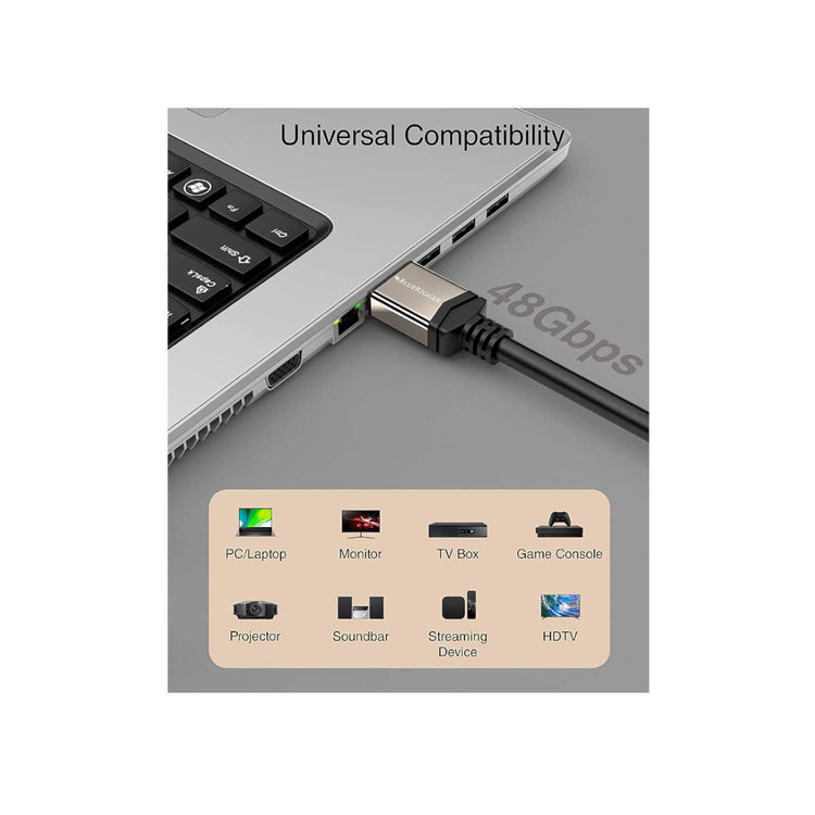 BlueRigger Ultra Series 8K HDMI to HDMI Cable with 48Gbps Speed (3.3ft /6.6ft /10ft /15ft /20ft /25ft /35ft) - Ooberpad