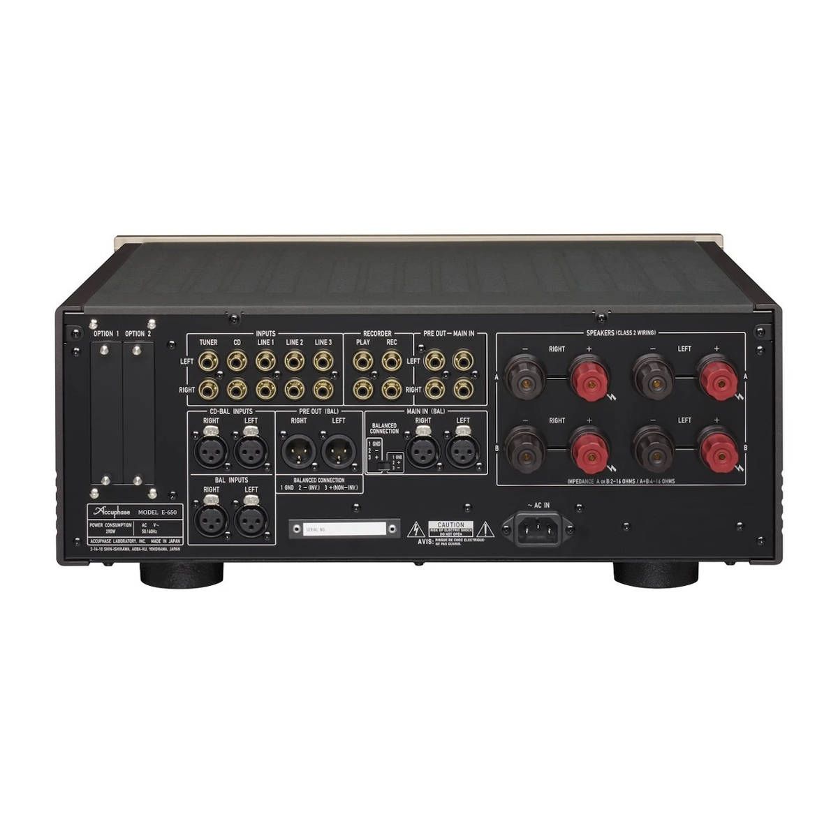 Accuphase E-650 Class-A Precision Integrated Stereo Amplifier - Rear View