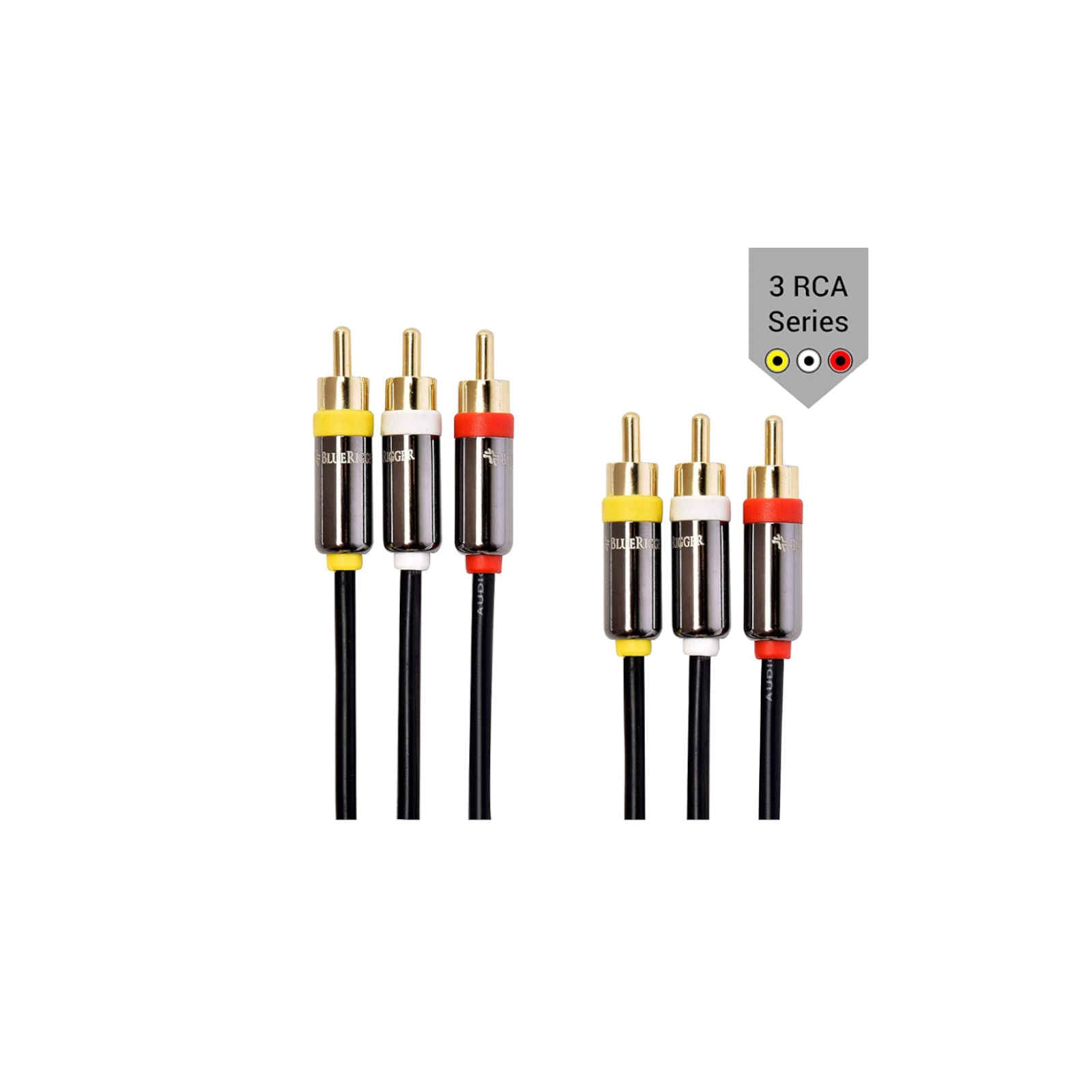 BlueRigger RCA Stereo Cable - 3 x RCA Male to 3 x RCA Male Audio Cable (6ft /10ft /15ft)