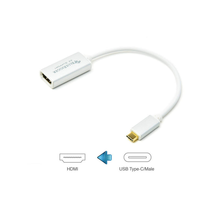 BlueRigger Type-C to HDMI Female Adapter - 4K@60Hz, Thunderbolt 3 (0.65ft /0.19 M) - Ooberpad