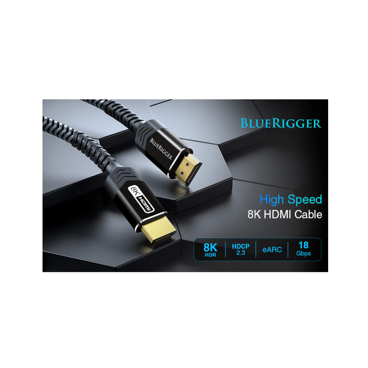 BlueRigger Ultra Series Braided 8K HDMI to HDMI Cable with 48Gbps Speed (3.3ft /6.6ft /10ft /15ft /20ft /25ft /35ft)