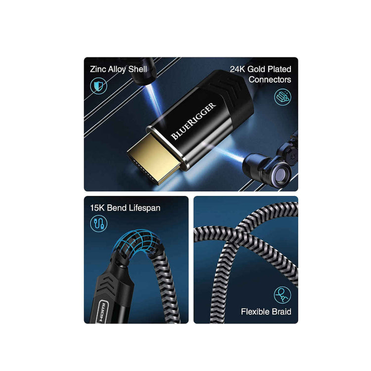 BlueRigger Ultra Series Braided 8K HDMI to HDMI Cable with 48Gbps Speed (3.3ft /6.6ft /10ft /15ft /20ft /25ft /35ft)