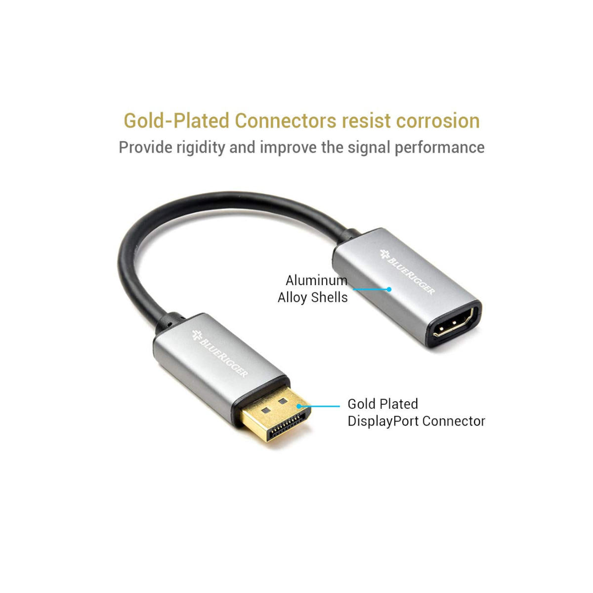 BlueRigger Active DisplayPort to HDMI Adapter (15cm) - Ooberpad India