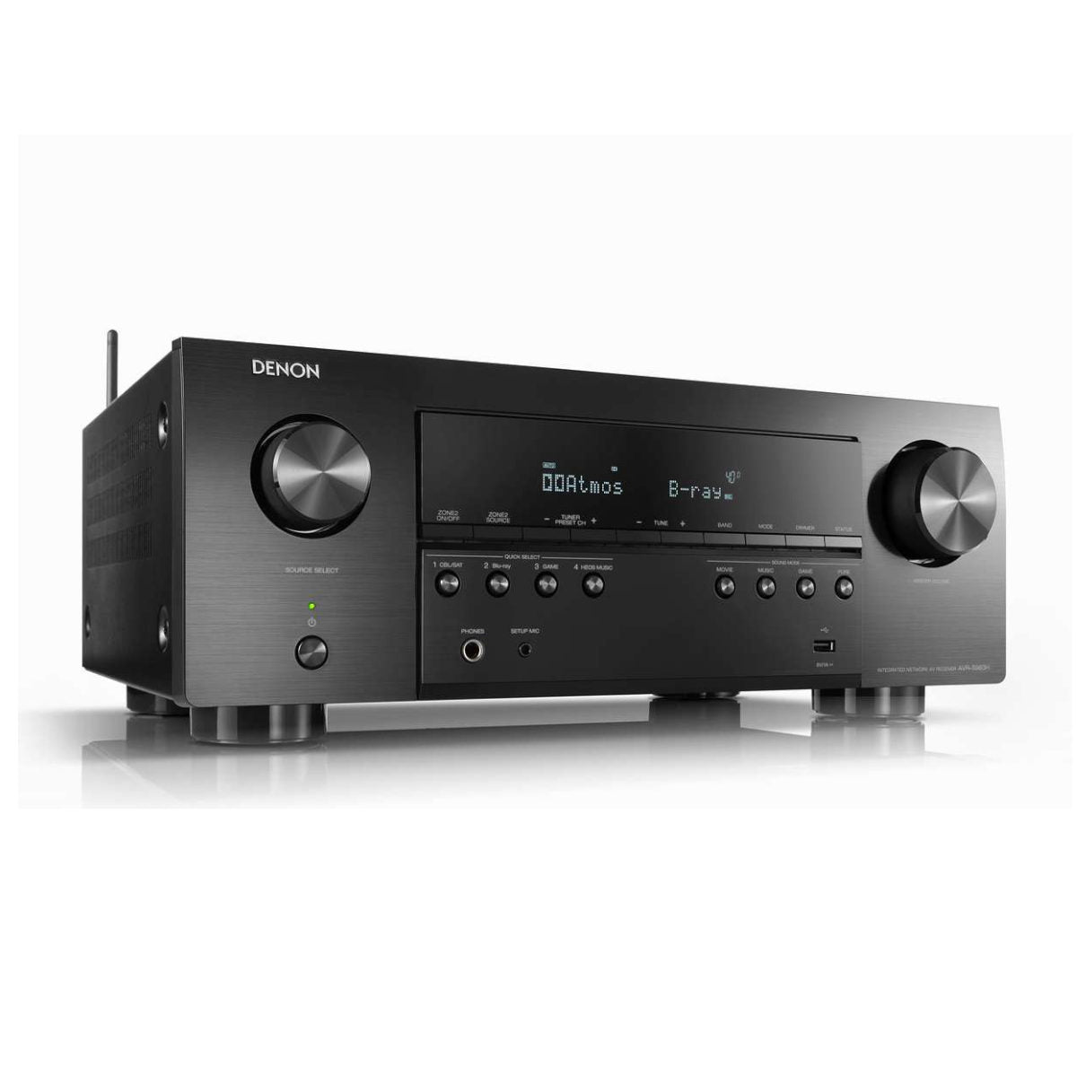Denon AVR-S960H 7.2ch 8K AV Receiver with 3D Audio, Voice Control and HEOS® Built-in - Angled View