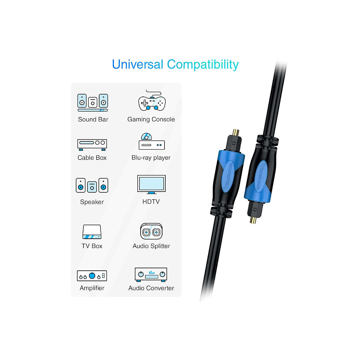 BlueRigger Digital Optical Audio Toslink Cable (3ft /6ft /10ft) - Ooberpad