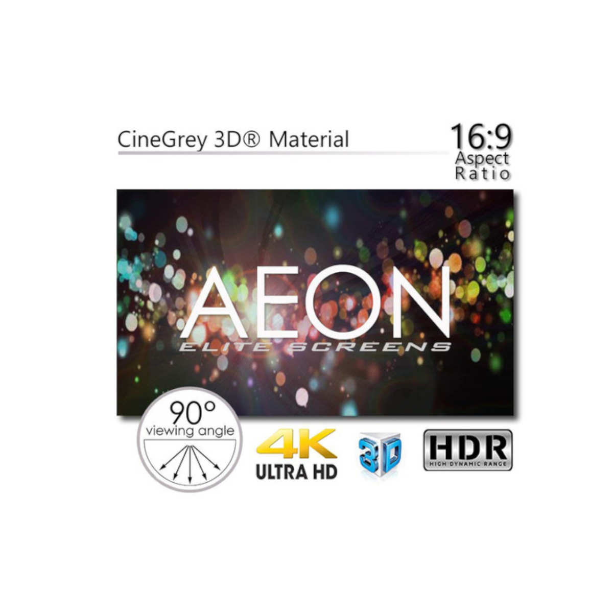 Elite Aeon CineGrey 3D Fixed Frame Projection Screen 100" 16:9 (AR100DHD3) - Ooberpad India