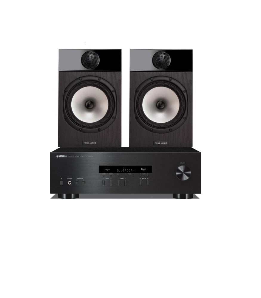 Fyne Audio F301 Compact Bookshelf Speaker + Yamaha R-S202 Stereo Receiver Combo Stereo Package