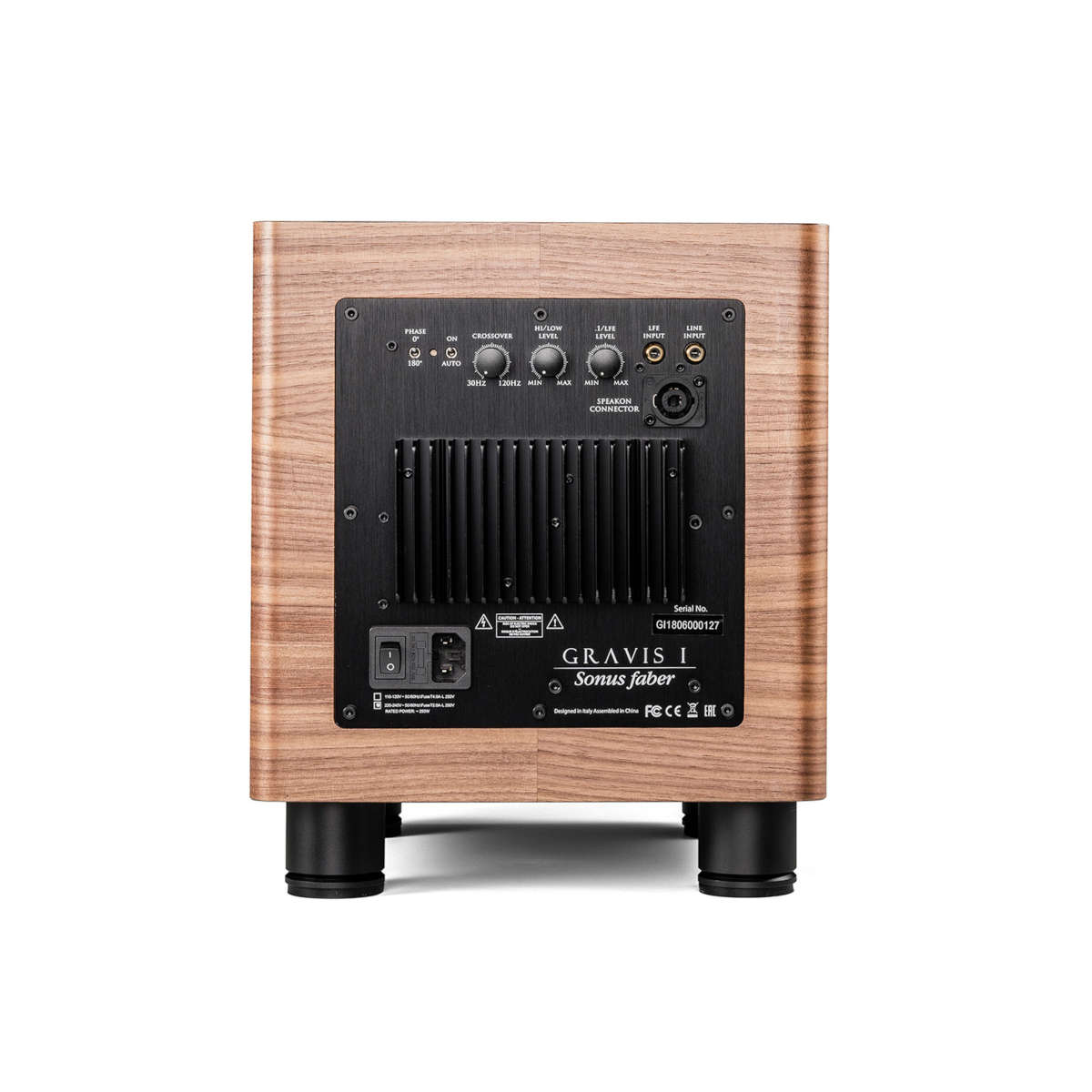Sonus faber Gravis I Compact Subwoofer (Walnut) - Rear View