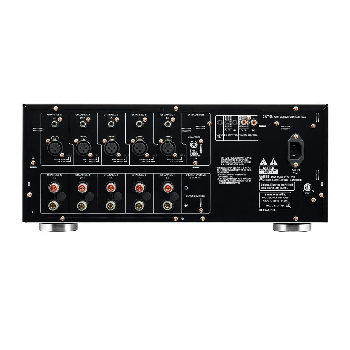 Marantz MM7055 5-Channel Power Amplifier - Rear View