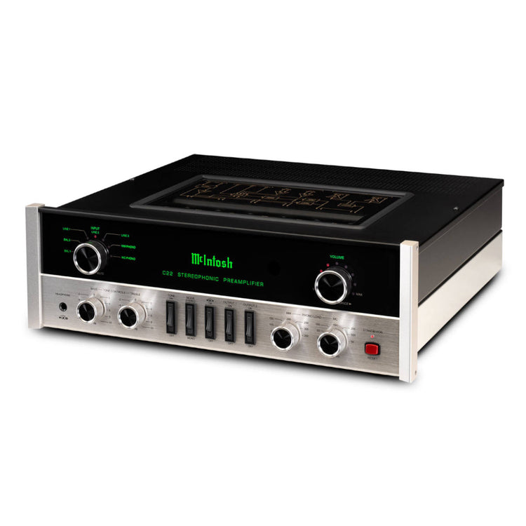 McIntosh C22 2-Channel Vacuum Tube Preamplifier Mk V - Angled View
