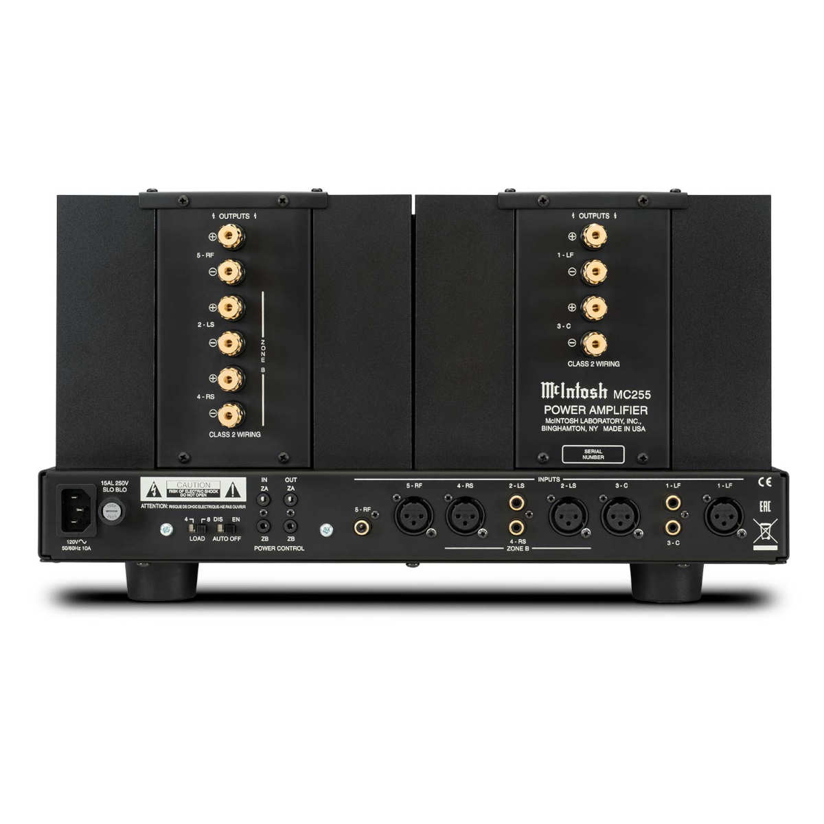 McIntosh MC255 5-Channel Solid State Power Amplifier - Rear View