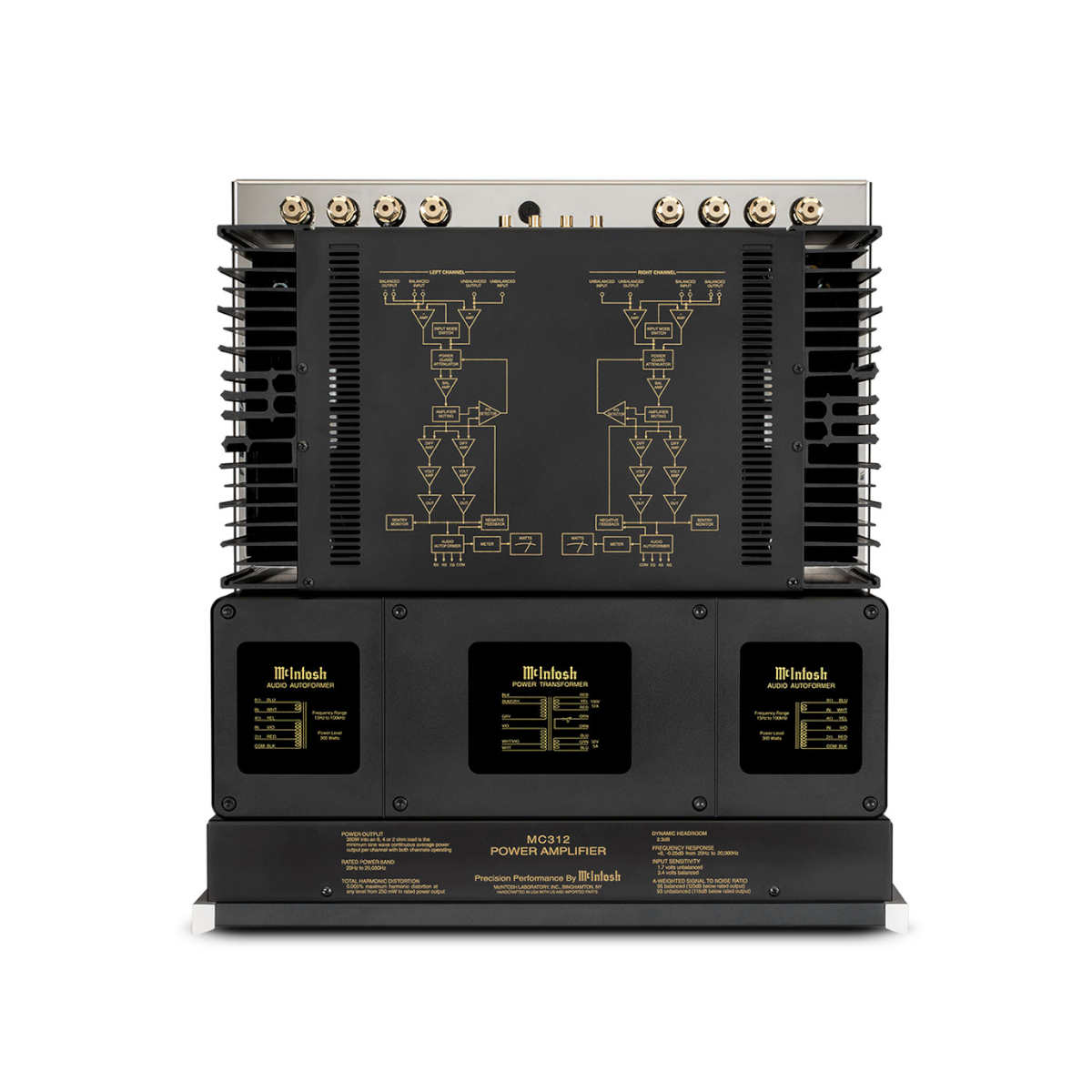 McIntosh MC312 2-Channel Solid State Power Amplifier - Top View