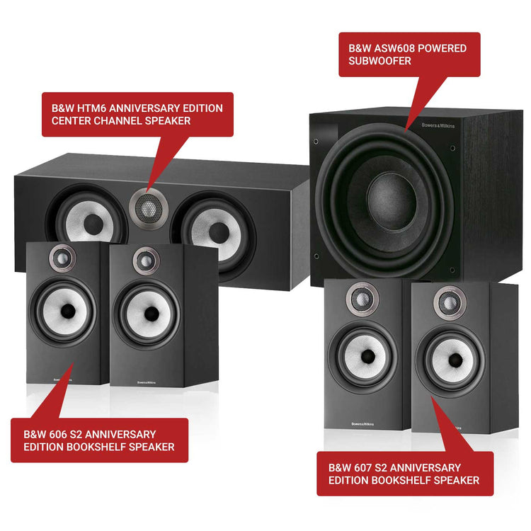 Bowers & Wilkins (B&W) 600 Series Anniversary Edition 5.1 Channel Home Theatre Speaker Package - Ooberpad
