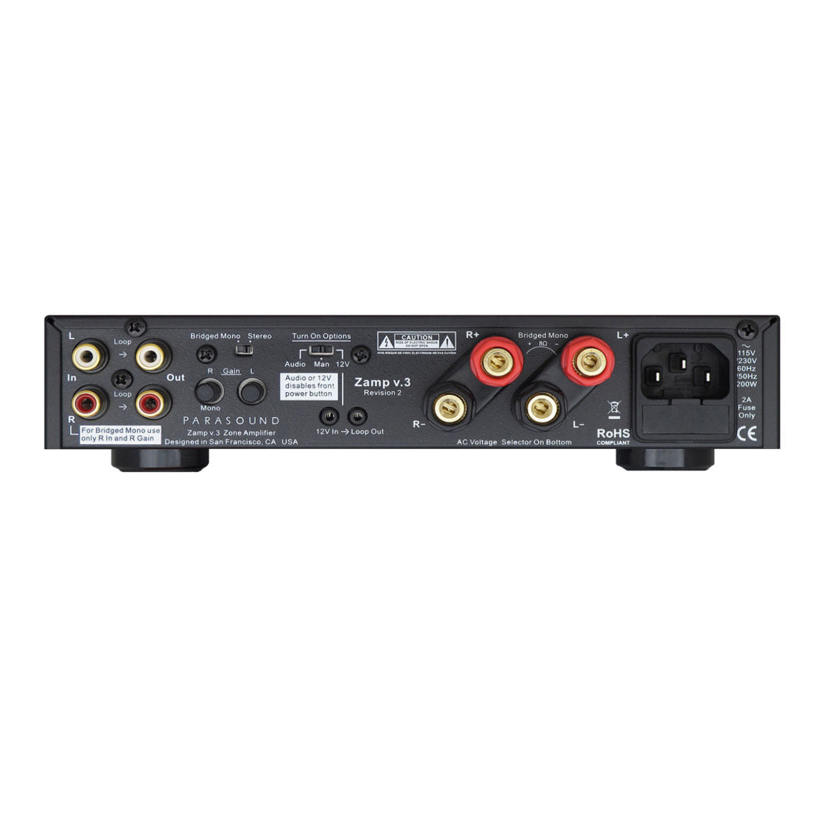 Parasound Zamp v.3 Two Channel Zone Amplifier - Rear View
