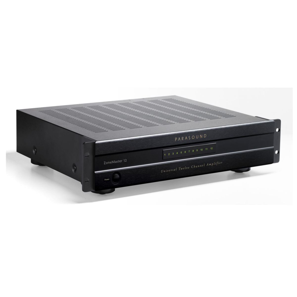 Parasound ZoneMaster 12 Universal 12 Channel 24 Speaker Amplifier - Angled View