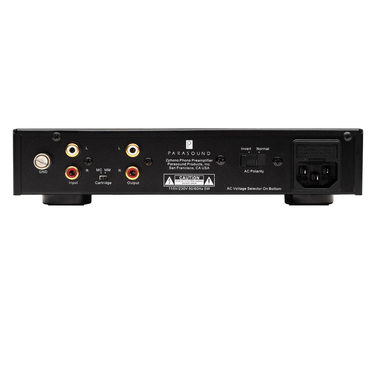 Parasound Zphono Phono Preamplifier - Rear View