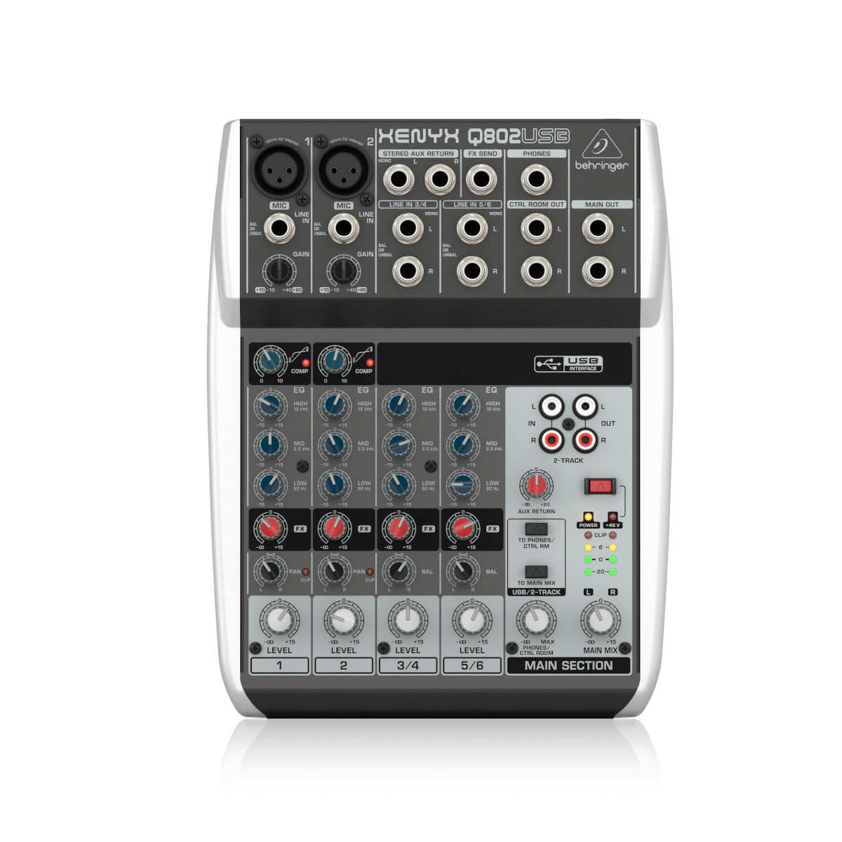 Behringer Q802USB Premium 8-Input 2-Bus Mixer with XENYX Mic Preamps and Compressors