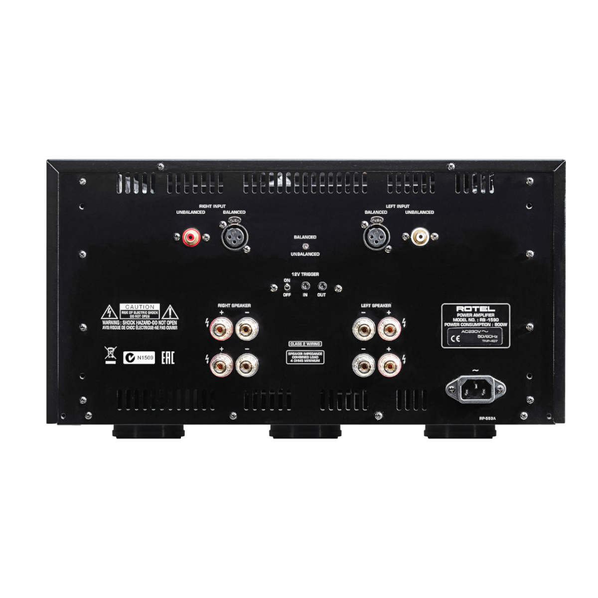 Rotel RB-1590 Stereo Power Amplifier - Rear View